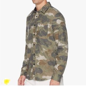 Volcom Men's Dragstone Modern Fit Woven Button Up Camo Long sleeve Shirt XL